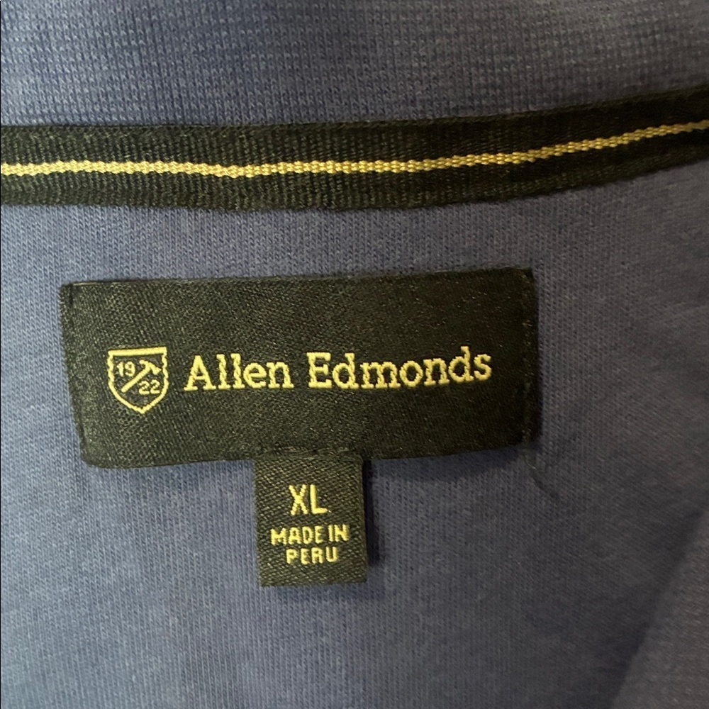 Allen Edmonds Mens 1/4 Zip Pullover Sweatshirt XL Blue Mock neck Pima Cotton - Picture 3 of 9